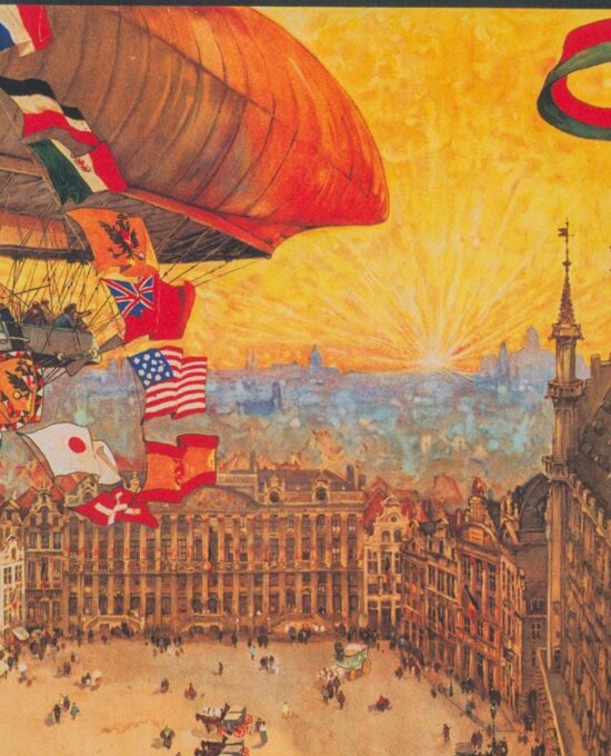 1910 Brussels Flight Exhibition Print: Vintage Aviation Illustration (9 3/4 x 13″)