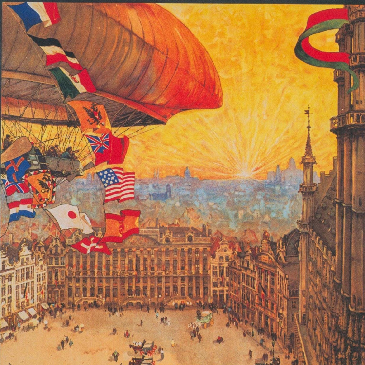 1910 Brussels Flight Exhibition Print: Vintage Aviation Illustration (9 3/4 x 13")