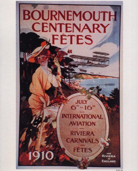 1910 Aviation Art Print: International Riviera Carnival, Vintage Flight Illustration
