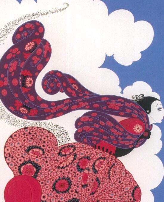 Vintage Erte Fashion Print: “Cleopatre/The Pursuit of Flore” Two-sided art book page