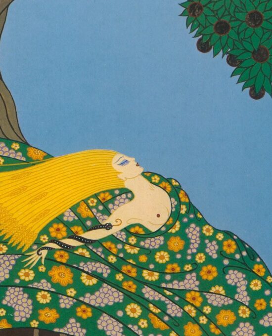 Vintage Erte Fashion Print: “The Elements – Water/Earth” Two-sided art book page