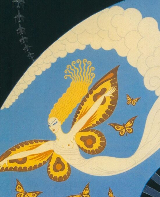 Vintage Erte Fashion Print: “Directoire/The Elements – Air” Two-sided art book page