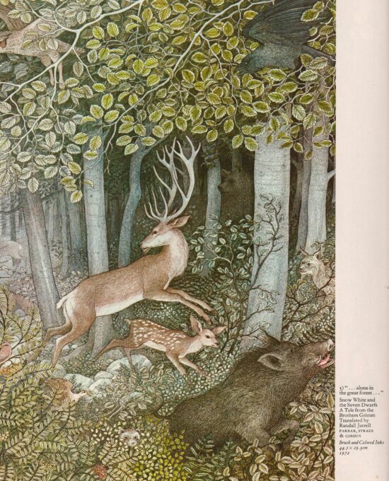Nancy Ekholm Burkert Snow White Vintage Art Print: Forest Animals