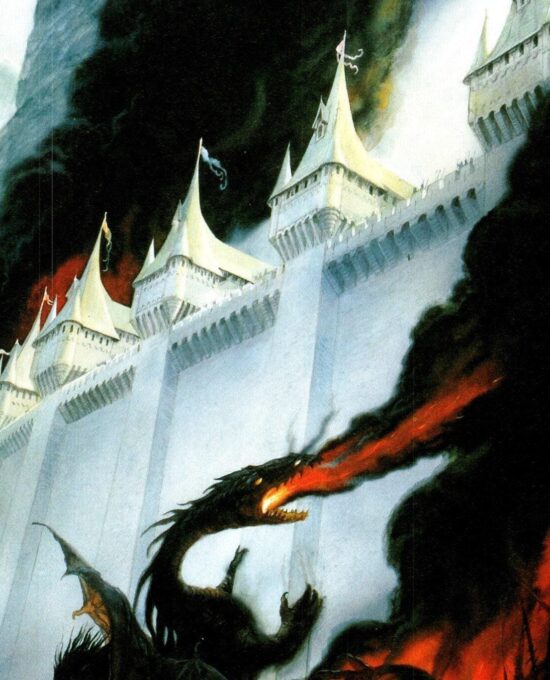 The Fall of Gondolin by John Howe from The Silmarillion Vintage Middle-Earth art print