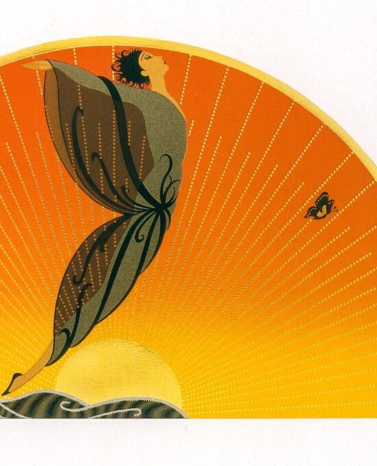 Vintage Erte Art Deco “Sunrise” Print: 10×13.5 Satin Book Page