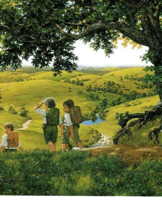 Green Hill Country by Ted Nasmith from The Fellowship of the Ring Vintage art-book page