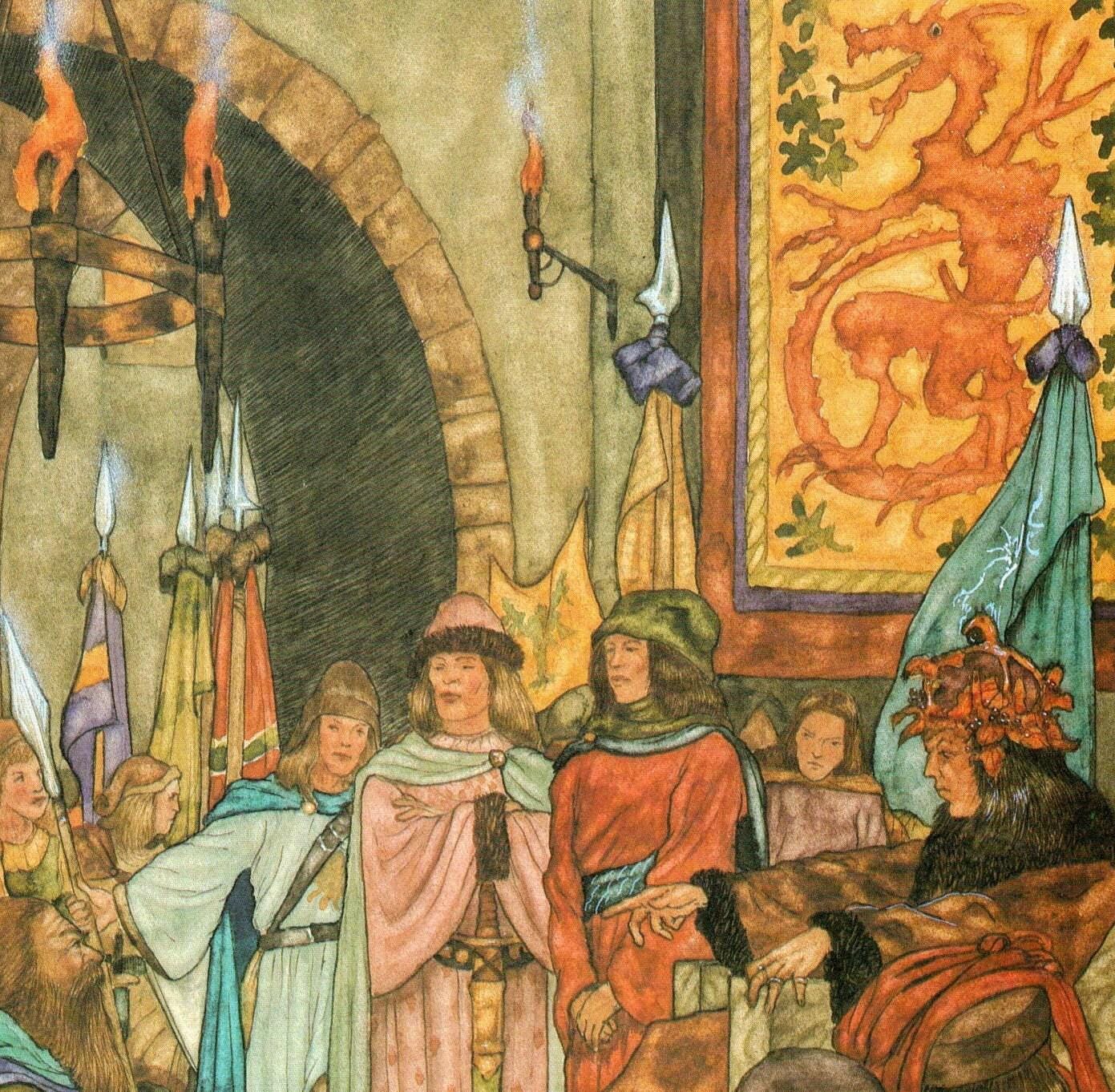 Thorin, Prisoner of the Elves by Michael Hague from The Hobbit Vintage art-book page