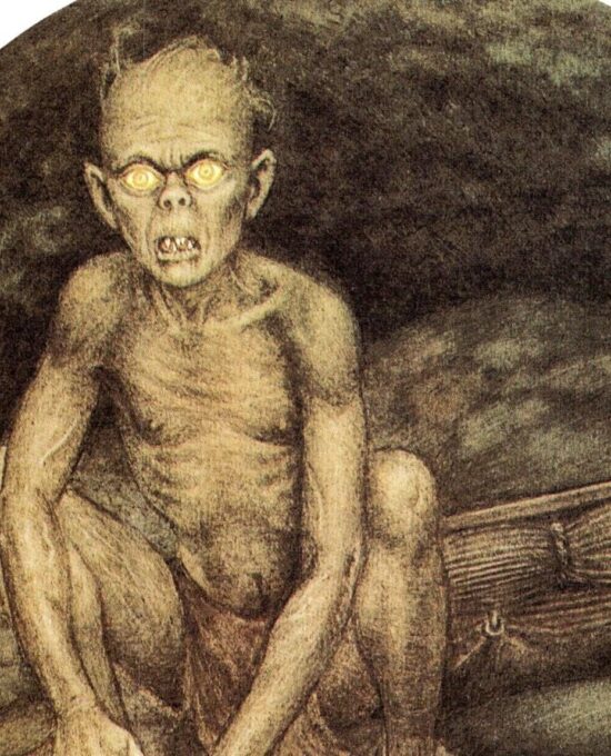 Gollum by Inger Edelfeldt from The Hobbit Vintage art-book page