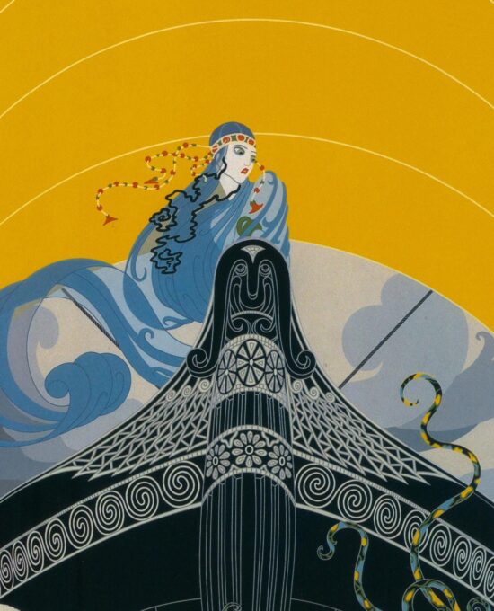 Vintage Erte Art Deco Print: “The Surprises of the Sea” (10×13.5″)