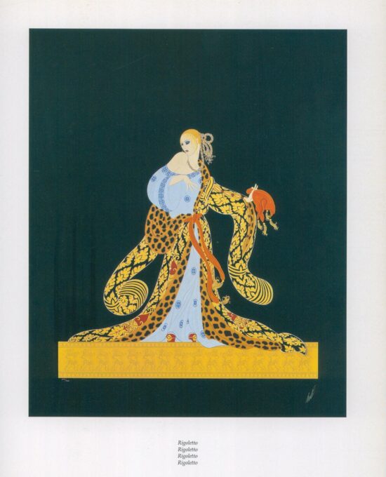 Erte Art Deco Print: “Rigoletto/Heart I & Heart II” Vintage Book Page