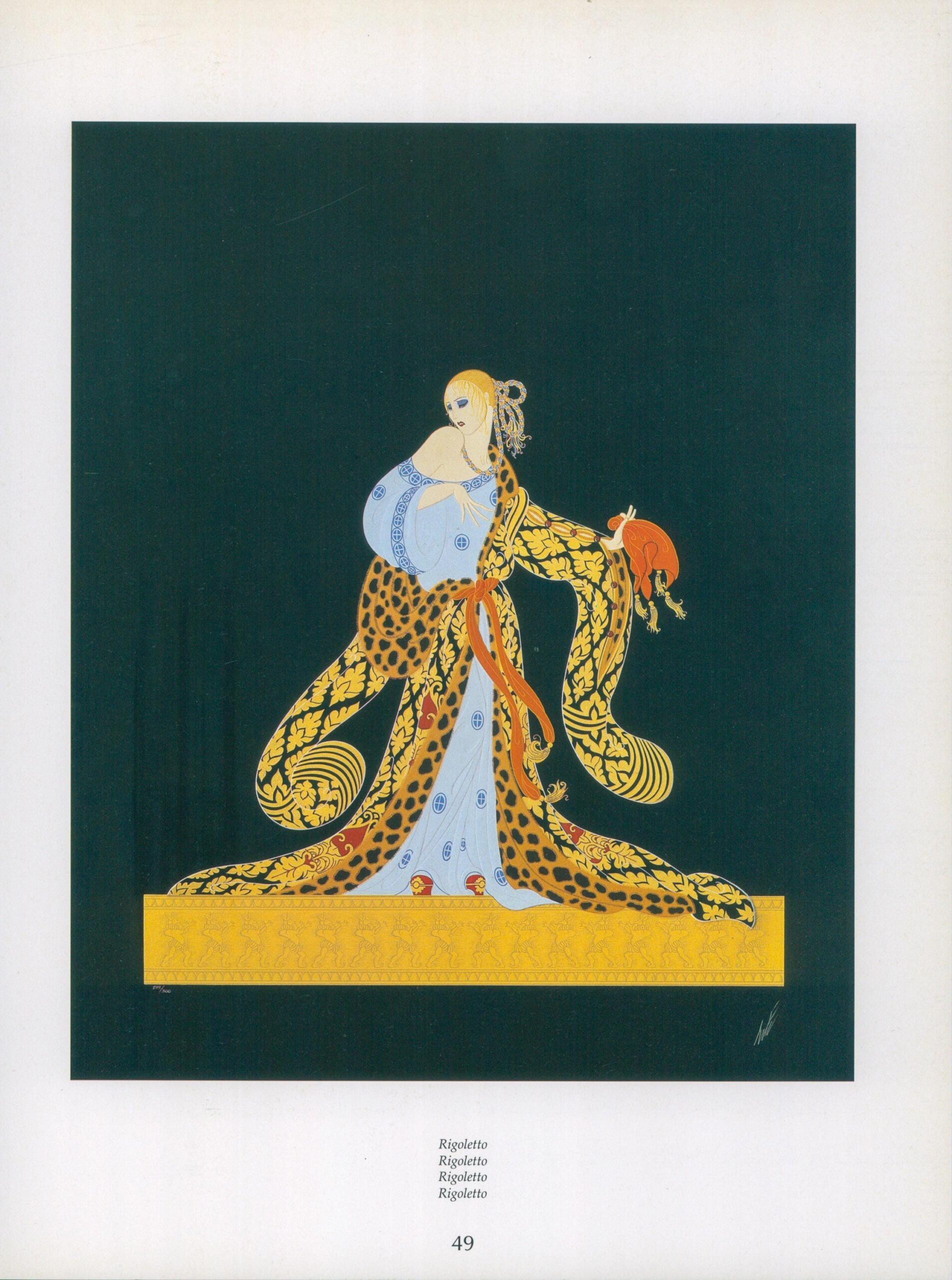 Erte Art Deco Print: "Rigoletto/Heart I & Heart II" Vintage Book Page - Image 2