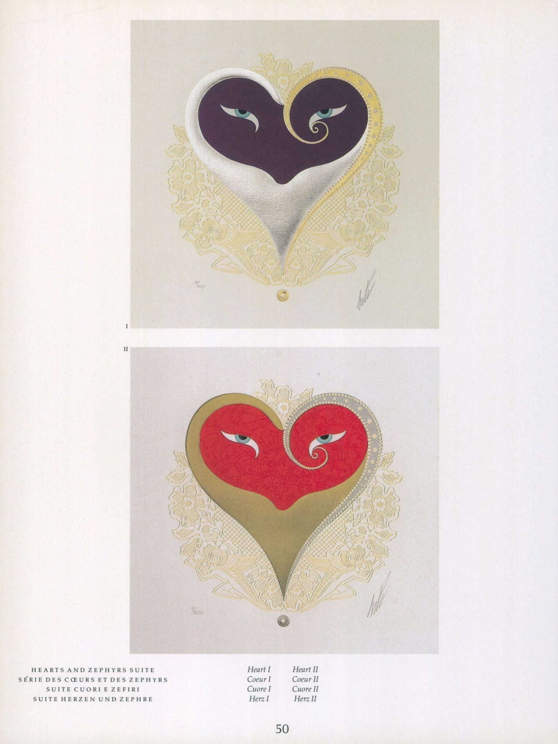 Erte Art Deco Print: "Rigoletto/Heart I & Heart II" Vintage Book Page - Image 4