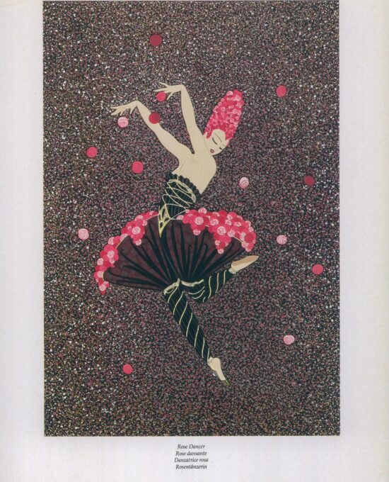 Vintage Erte Art Deco Print: Rose Dancer Illustration (10×13.5)
