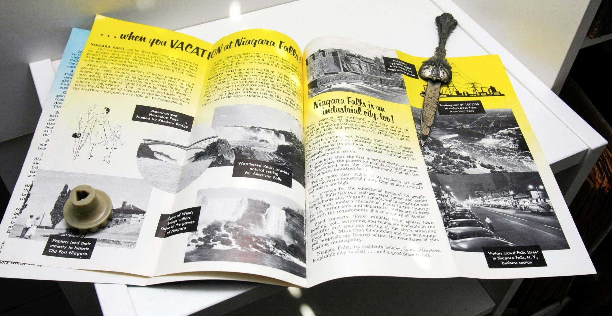 Niagara Falls tourist rack pamphlet 1954 Schoellkopf Station #3 - Image 6