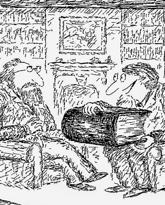 Literary Humor art “…boil your book down to a few words…” Vintage book page