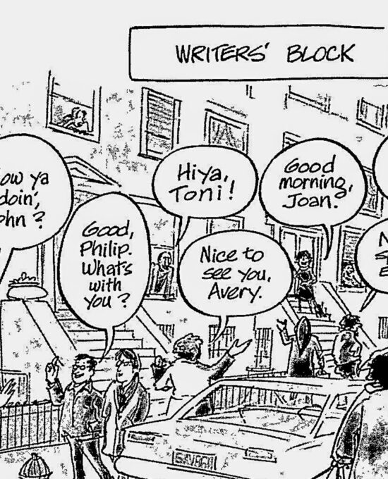 Literary humor “Writers’ Block” Vintage book page Jokes for authors