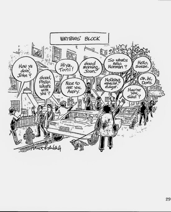 Literary humor “Writers’ Block” Vintage book page Jokes for authors