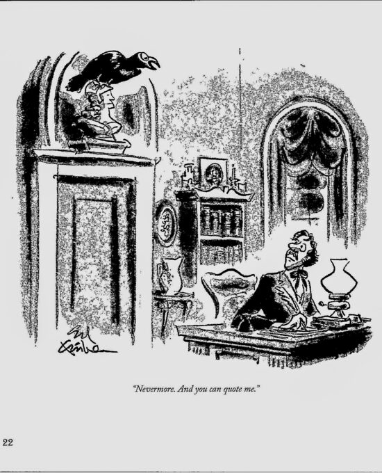 Poe “Nevermore.  And you can quote me.” Vintage book page Ed Fisher