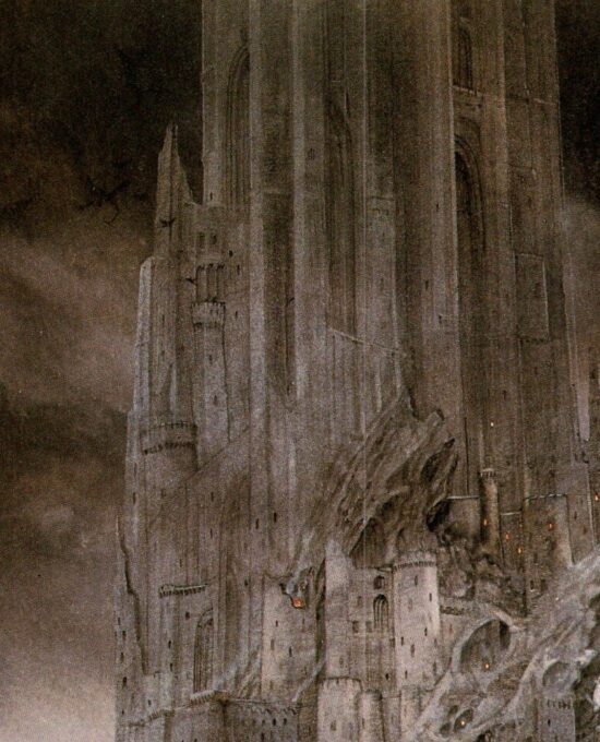 The Dark Tower by John Howe from The Two Towers Vintage art-book page