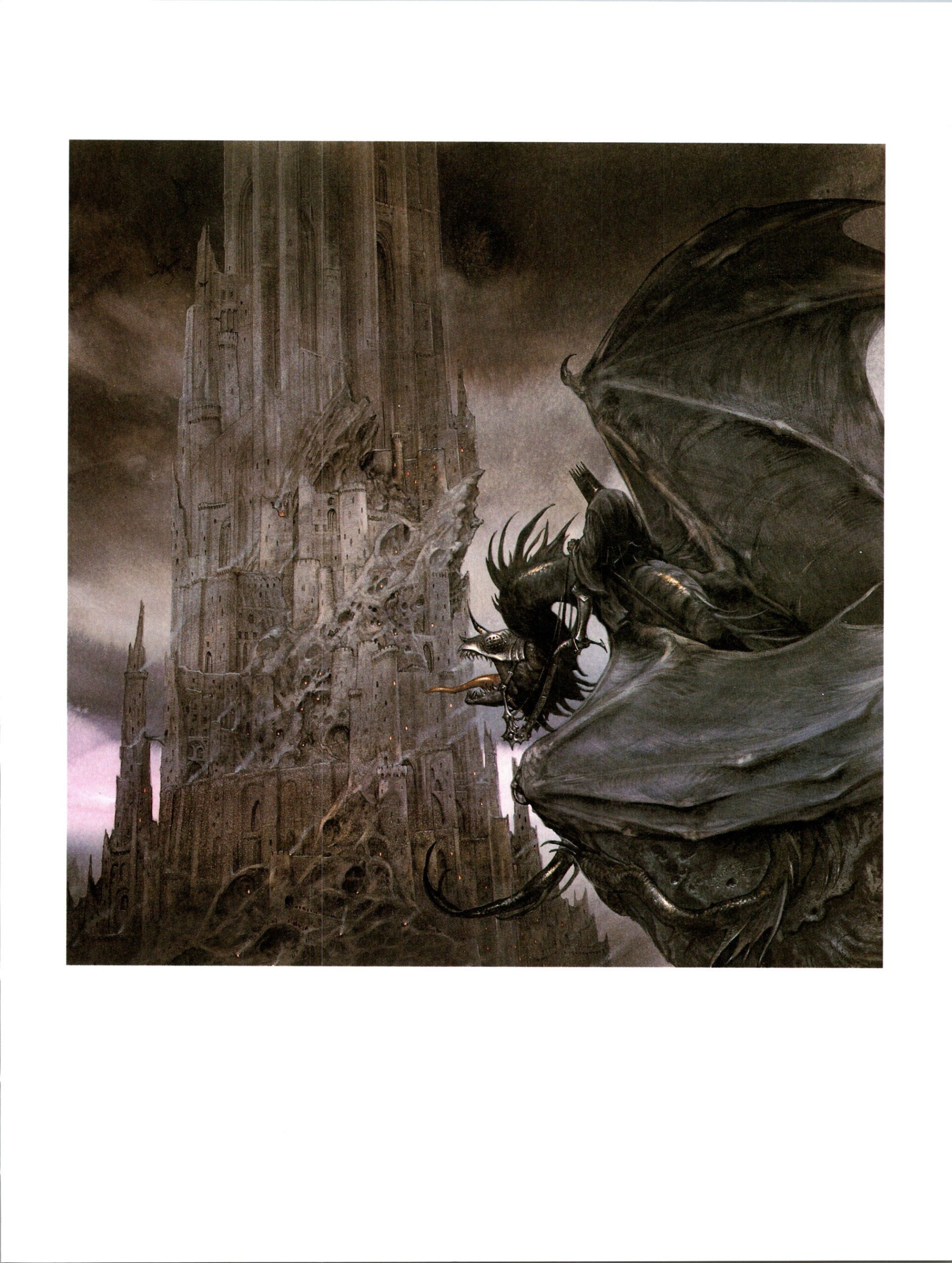 The Dark Tower by John Howe from The Two Towers Vintage art-book page - Image 3