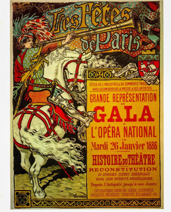 Eugene Grasset “Les Fetes de Paris” 1885 Vintage art book page