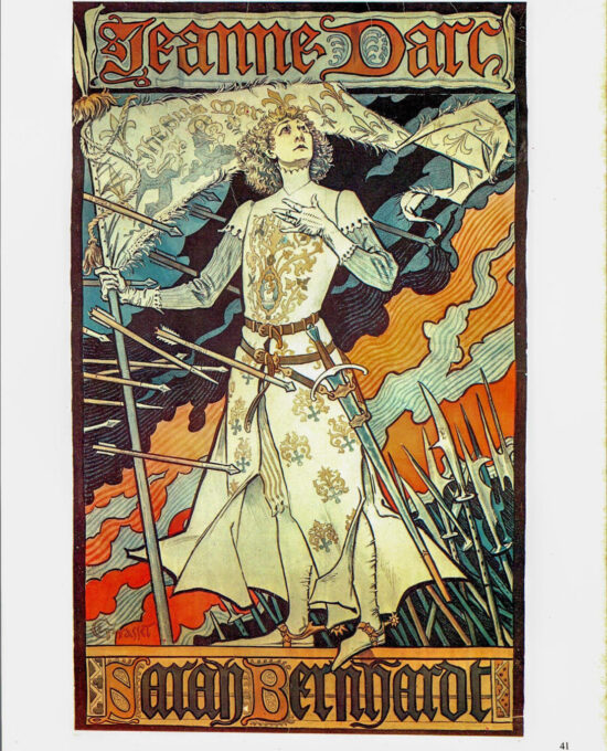 Eugene Grasset “Sarah Bernhardt dans Jeanne d’Arc” Vintage art book page