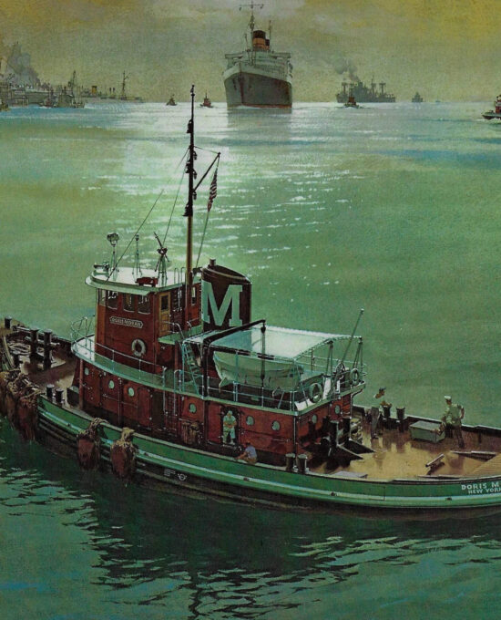 Vintage Tugboat Art Print: Doris Moran, Hudson River Maritime Scene