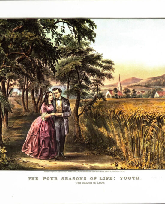 Currier & Ives Print: The Four Seasons of Life – Youth, 1868 Vintage Book Page
