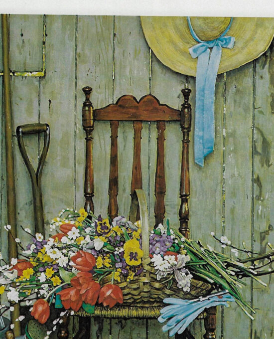 Norman Rockwell Vintage art book page “Spring Flowers” 1969