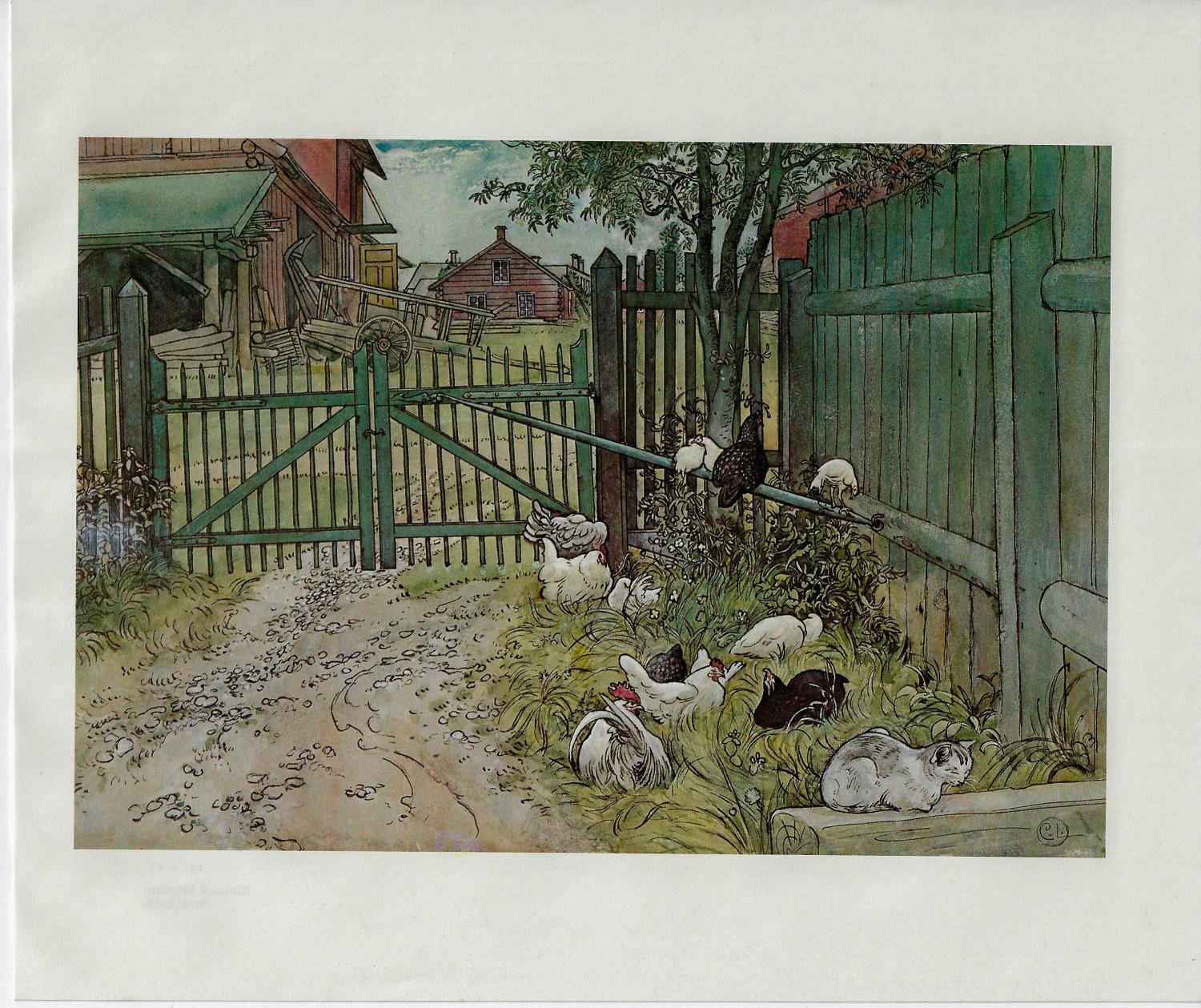 The Gate 1900 Carl Larsson Vintage art book page Victorian illustration - Image 3