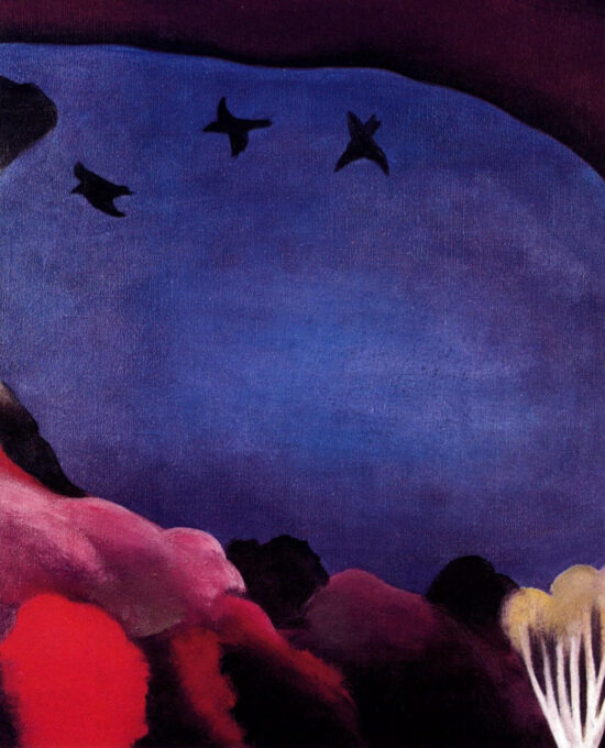 Georgia O’Keeffe print 1921 “Lake George with Crows” Original vintage color book page