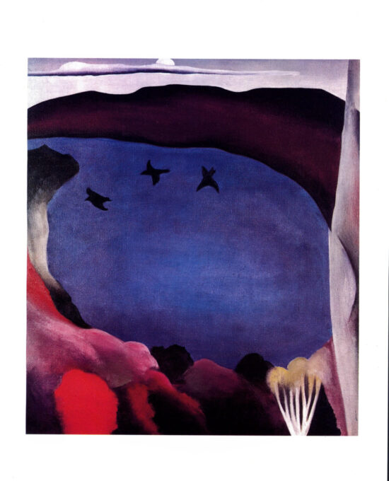 Georgia O’Keeffe print 1921 “Lake George with Crows” Original vintage color book page