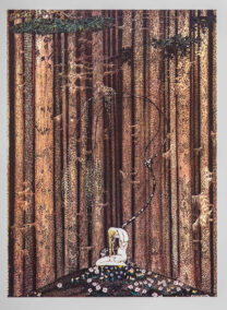 Kay Nielsen Art Nouveau Print: Gloomy Forest Illustration, 1913 Vintage Book Page