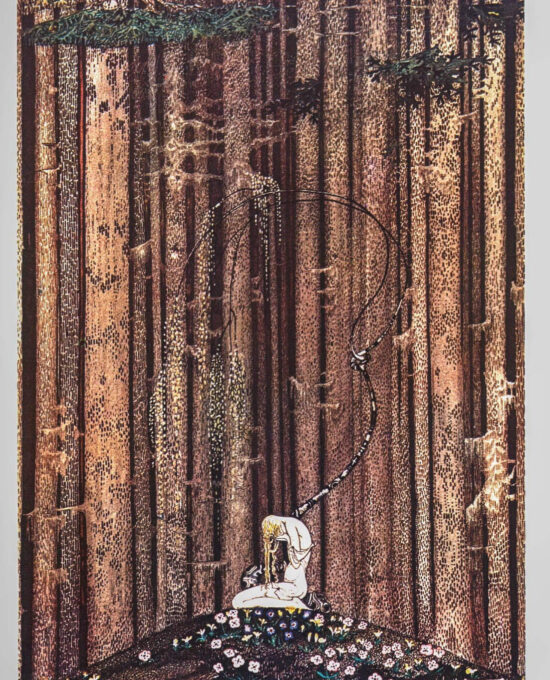 Kay Nielsen Art Nouveau Print: Gloomy Forest Illustration, 1913 Vintage Book Page