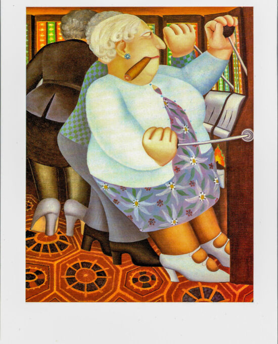 Beryl Cook “Woman with Cigar” c.1985 Vintage art book page Atlantic City scenes