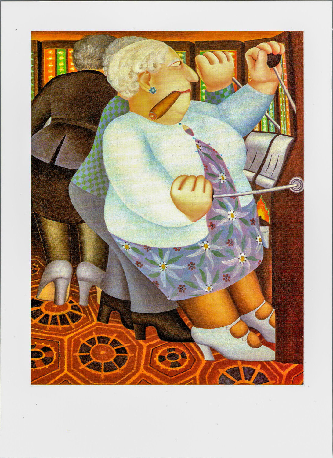 Beryl Cook "Woman with Cigar" c.1985 Vintage art book page Atlantic City scenes - Image 2