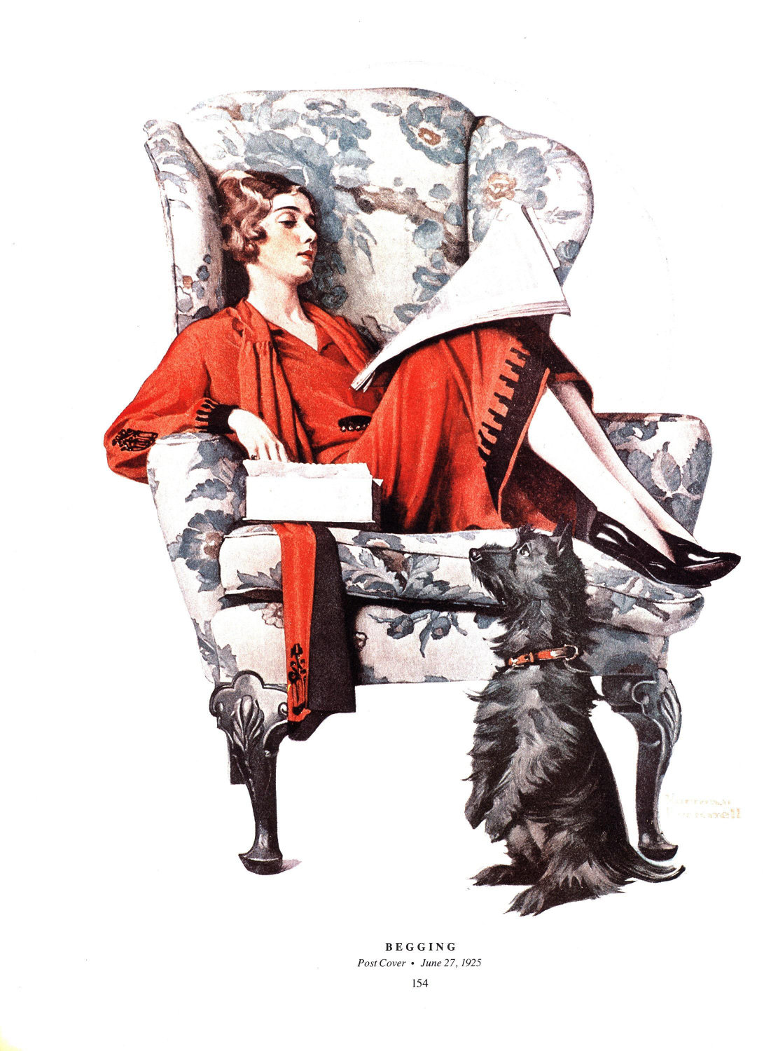 Norman Rockwell "Begging" & "Spring Song" Oversized 2-sided vintage art book page - Image 3