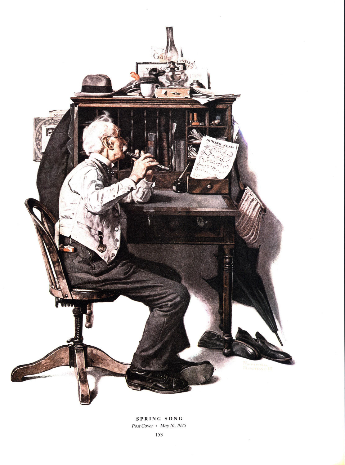 Norman Rockwell "Begging" & "Spring Song" Oversized 2-sided vintage art book page - Image 5