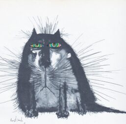 Ronald Searle "Timid Wolf in Cat's Clothing" Vintage feline art print