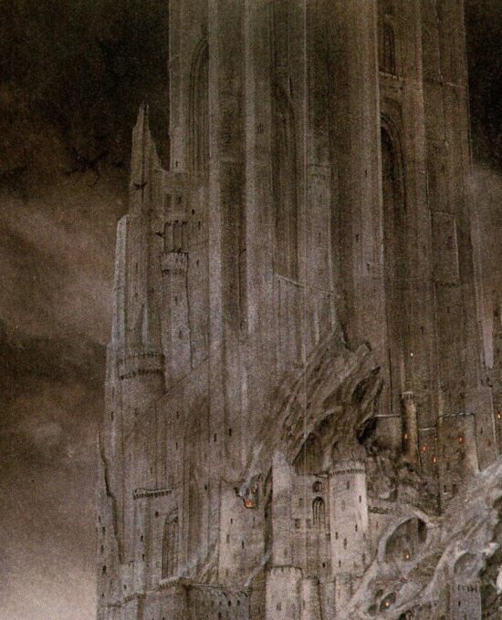The Dark Tower by John Howe from The Two Towers Vintage art-book page