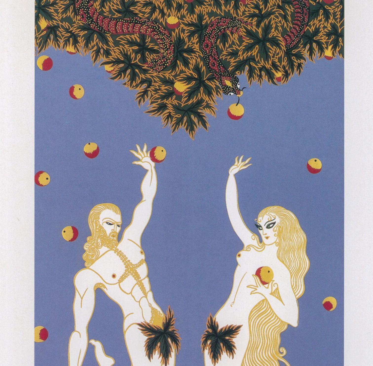 Vintage Erte Art Deco Print: Adam and Eve, Satin Finish (10x13.5")