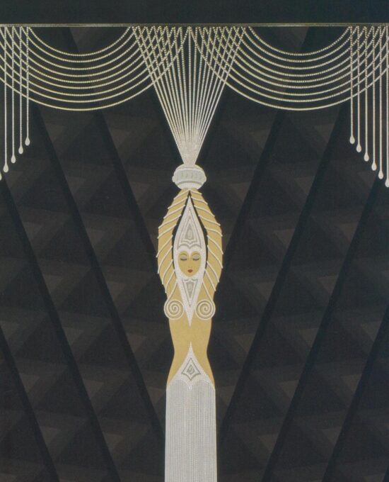 Erte Art Deco Print: Pearls and Diamonds, Her Secret Admirers (10×13.5″)