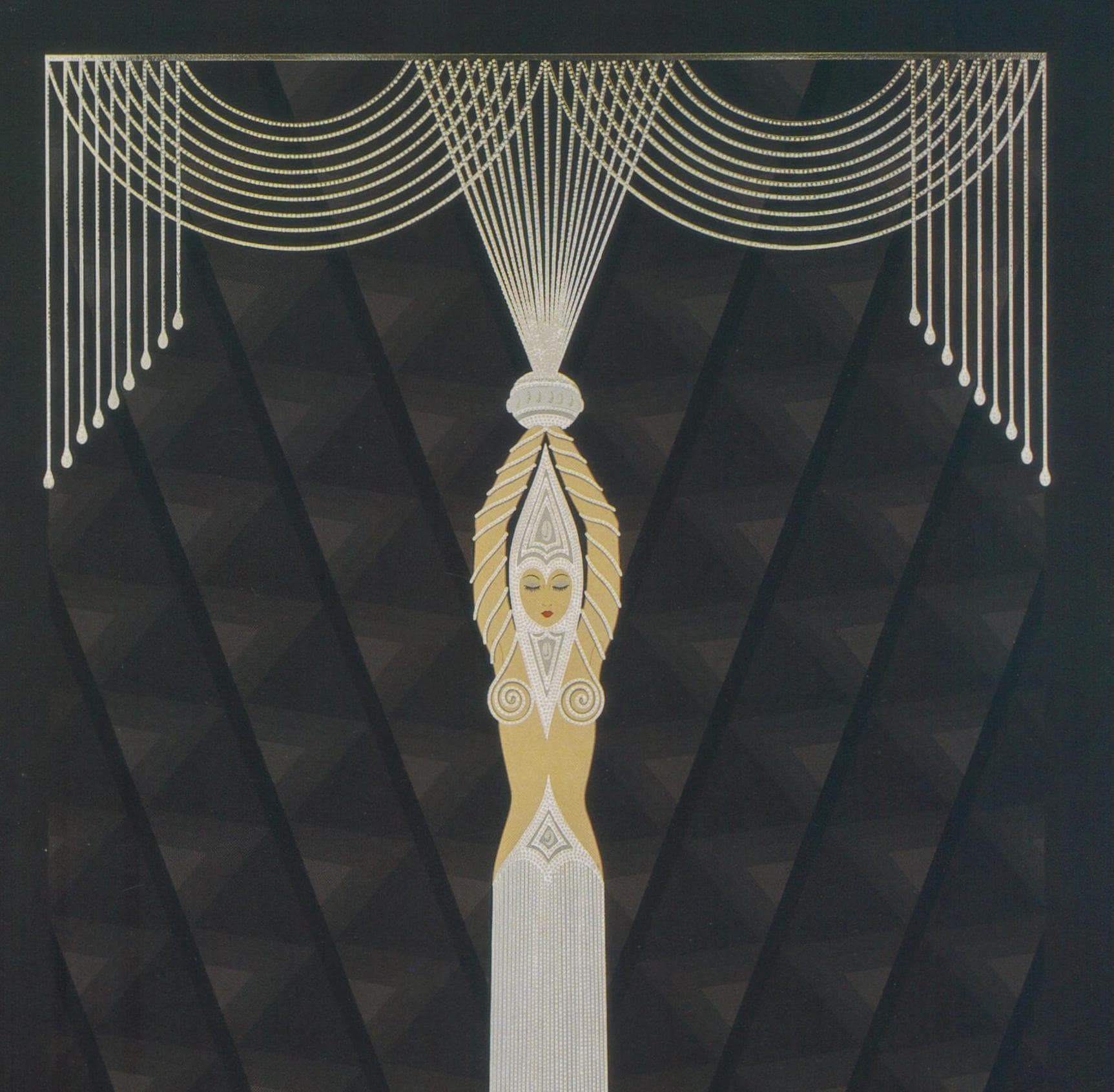 Erte Art Deco Print: Pearls and Diamonds, Her Secret Admirers (10x13.5")