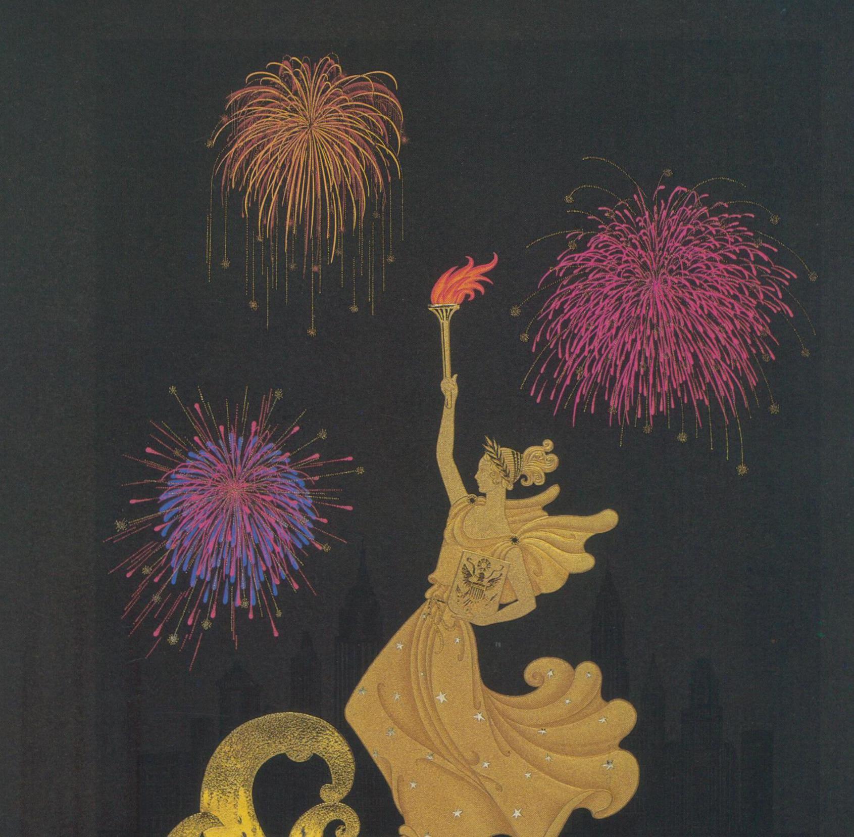 Erte Art Deco Print: Statue of Liberty/Aphrodite, 1988 Vintage Book Page