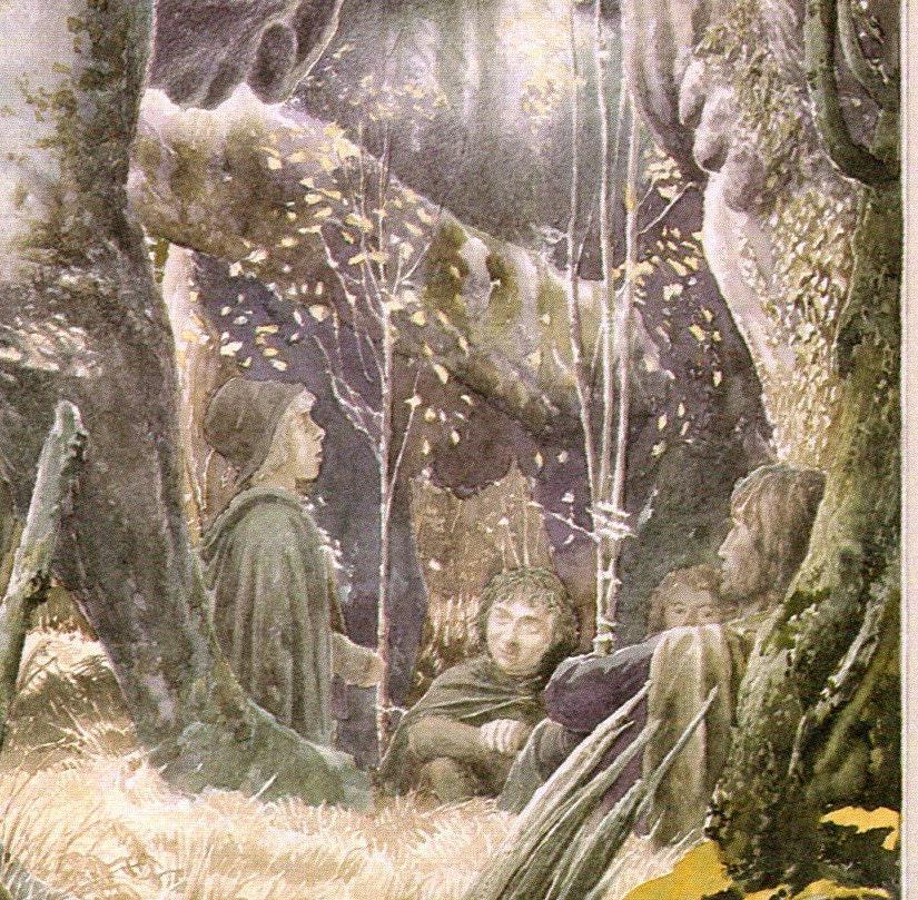 The Stone Trolls by Alan Lee from The Fellowship of the Ring Vintage art-book page - Image 2