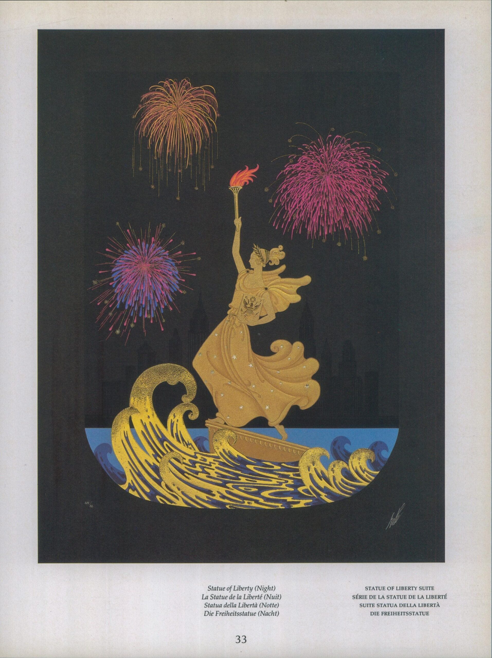 Erte Art Deco Print: Statue of Liberty/Aphrodite, 1988 Vintage Book Page - Image 3