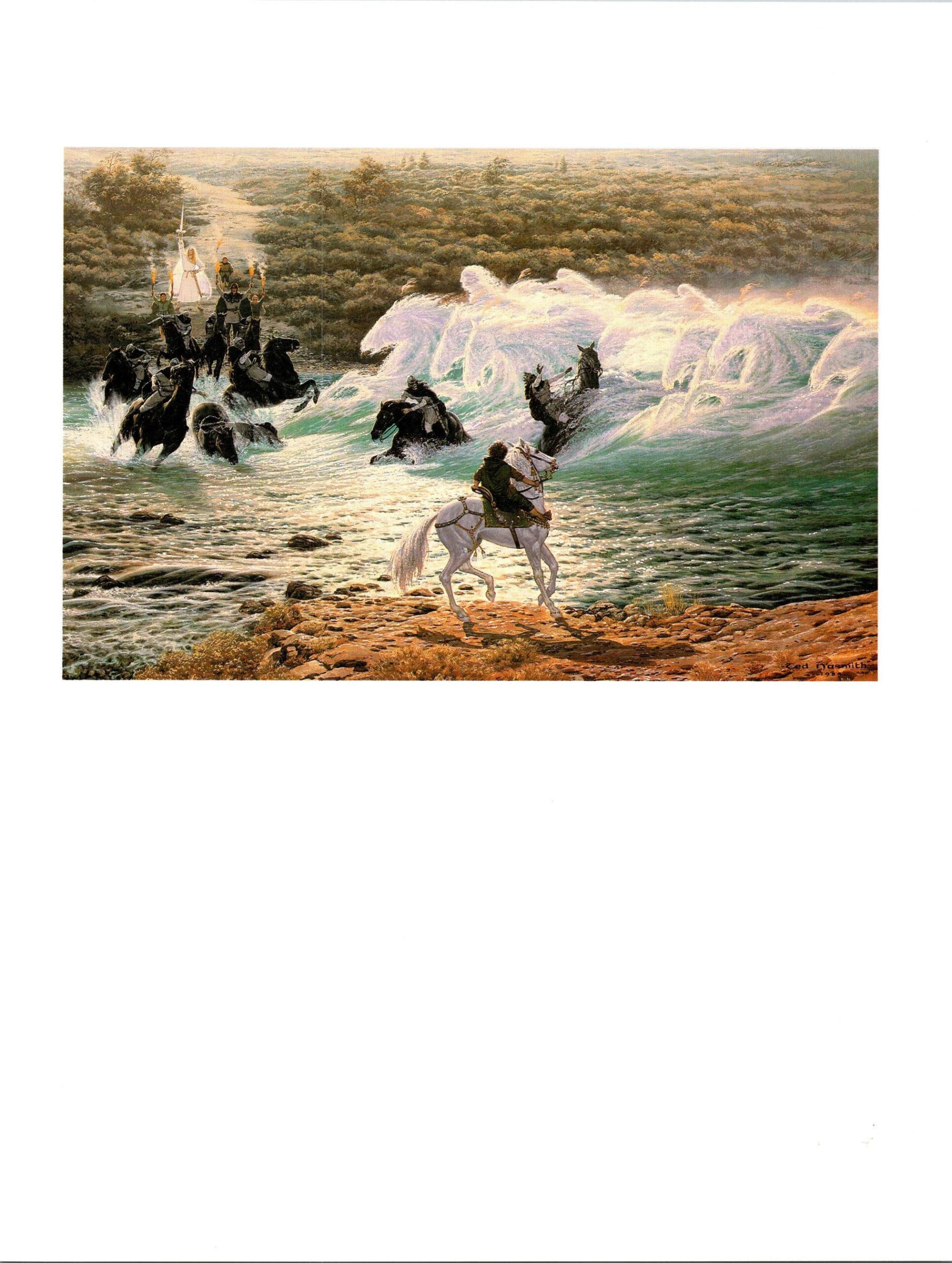 Riders at the Ford by Ted Nasmith from The Fellowship of the Ring vintage print - Image 4