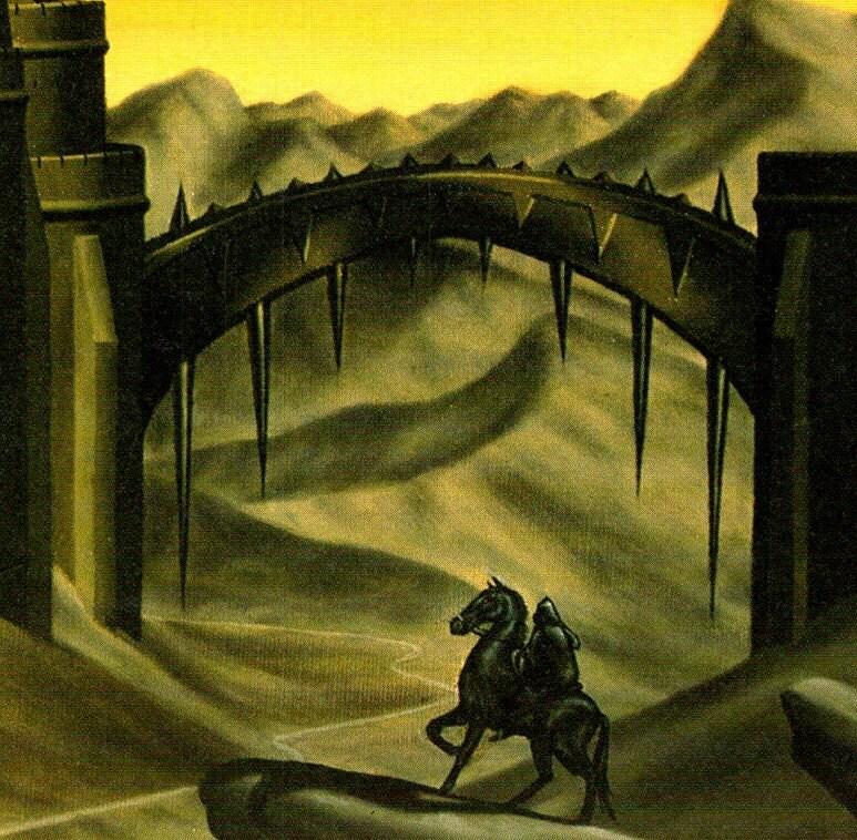 Barad-Dur by Tony Galuidi from The Fellowship of the Ring Vintage art-book page