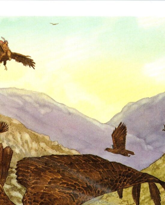 Flying with the Eagles by Michael Hague from The Hobbit Vintage art-book page