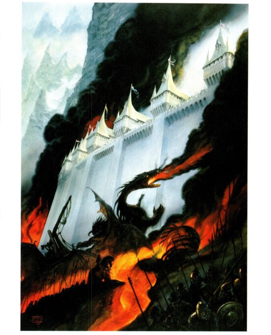 The Fall of Gondolin by John Howe from The Silmarillion Vintage Middle-Earth art print